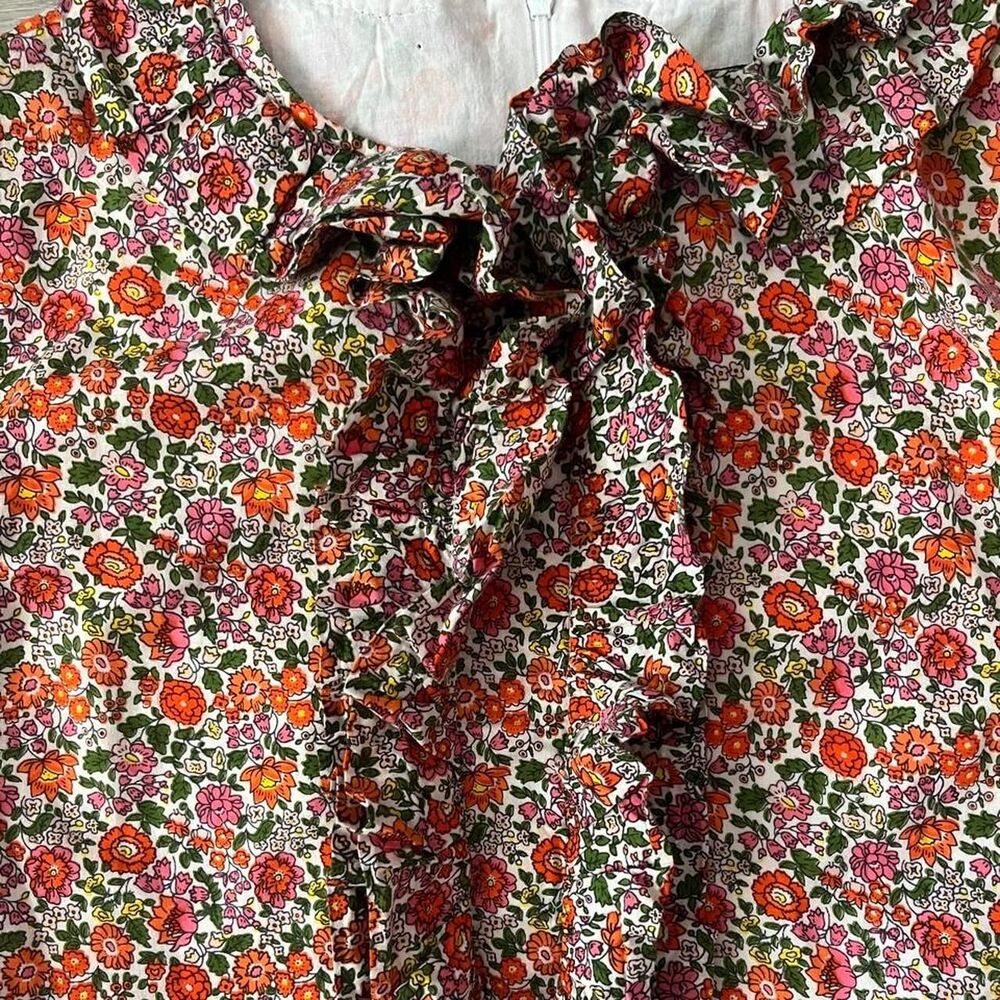 Elizabeth Wilson Cottagecore Floral Ruffle Mock Neck Blouse Top M - Picture 3 of 6